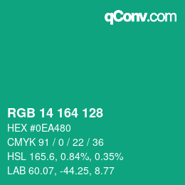 Color code: RGB 14 164 128 | qconv.com