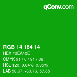 Color code: RGB 14 164 14 | qconv.com