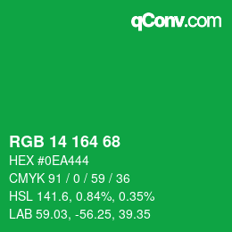 Color code: RGB 14 164 68 | qconv.com