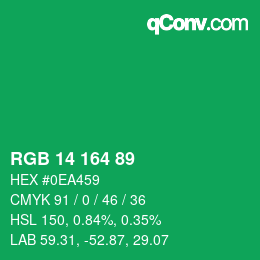 Color code: RGB 14 164 89 | qconv.com