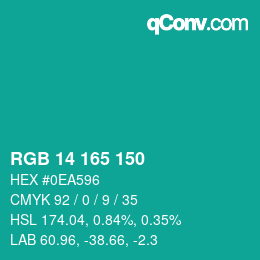 Color code: RGB 14 165 150 | qconv.com