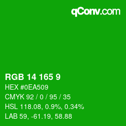 颜色代码: RGB 14 165 9 | qconv.com