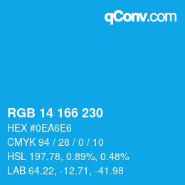 Color code: RGB 14 166 230 | qconv.com