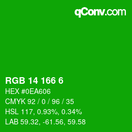 Color code: RGB 14 166 6 | qconv.com