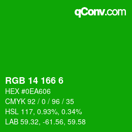 Color code: RGB 14 166 6 | qconv.com