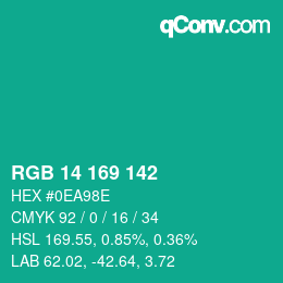 Color code: RGB 14 169 142 | qconv.com