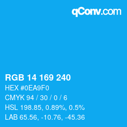 Color code: RGB 14 169 240 | qconv.com