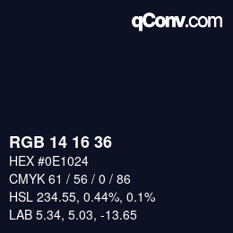 Color code: RGB 14 16 36 | qconv.com
