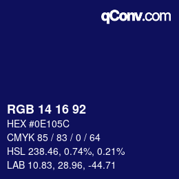 カラーコード: RGB 14 16 92 | qconv.com