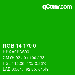 Color code: RGB 14 170 0 | qconv.com