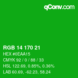 颜色代码: RGB 14 170 21 | qconv.com
