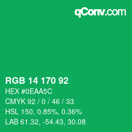 颜色代码: RGB 14 170 92 | qconv.com