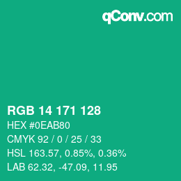 颜色代码: RGB 14 171 128 | qconv.com
