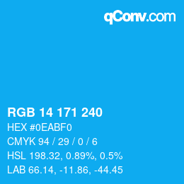 Color code: RGB 14 171 240 | qconv.com