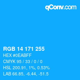 Color code: RGB 14 171 255 | qconv.com