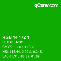 カラーコード: RGB 14 172 1 | qconv.com