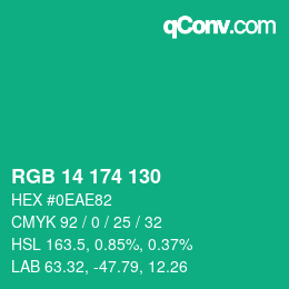 Color code: RGB 14 174 130 | qconv.com