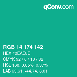 Color code: RGB 14 174 142 | qconv.com