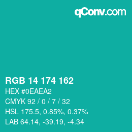 Color code: RGB 14 174 162 | qconv.com