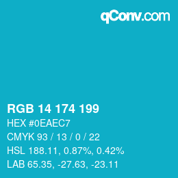 Color code: RGB 14 174 199 | qconv.com