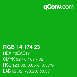 Color code: RGB 14 174 23 | qconv.com
