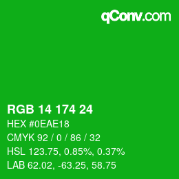 カラーコード: RGB 14 174 24 | qconv.com