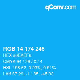 Color code: RGB 14 174 246 | qconv.com