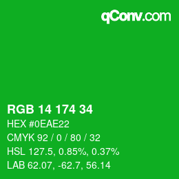 Color code: RGB 14 174 34 | qconv.com
