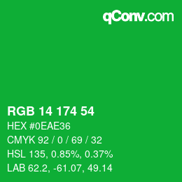 Color code: RGB 14 174 54 | qconv.com