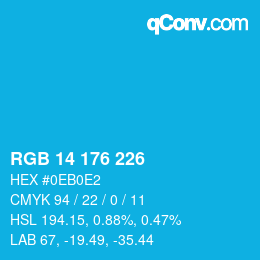 Color code: RGB 14 176 226 | qconv.com