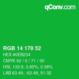 Color code: RGB 14 178 52 | qconv.com