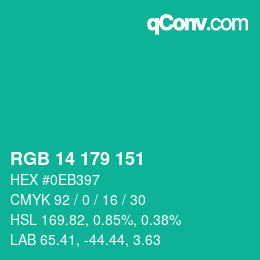 Color code: RGB 14 179 151 | qconv.com
