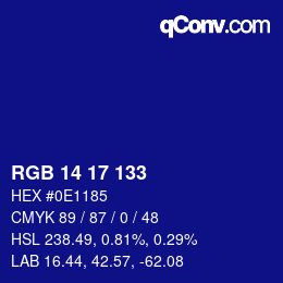 カラーコード: RGB 14 17 133 | qconv.com