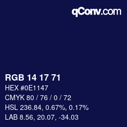 カラーコード: RGB 14 17 71 | qconv.com