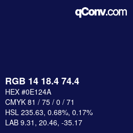 カラーコード: RGB 14 18.4 74.4 | qconv.com