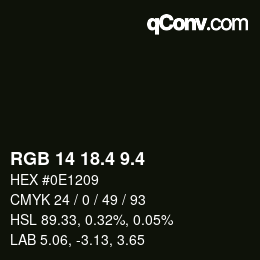 カラーコード: RGB 14 18.4 9.4 | qconv.com