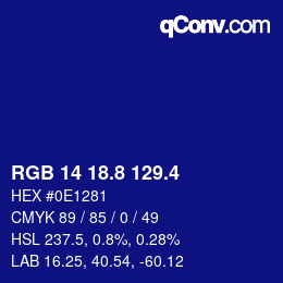 カラーコード: RGB 14 18.8 129.4 | qconv.com