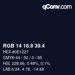 カラーコード: RGB 14 18.8 39.4 | qconv.com