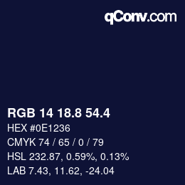 カラーコード: RGB 14 18.8 54.4 | qconv.com