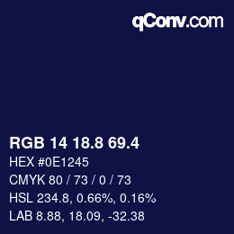 カラーコード: RGB 14 18.8 69.4 | qconv.com