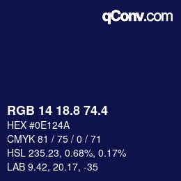 カラーコード: RGB 14 18.8 74.4 | qconv.com