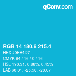 カラーコード: RGB 14 180.8 215.4 | qconv.com