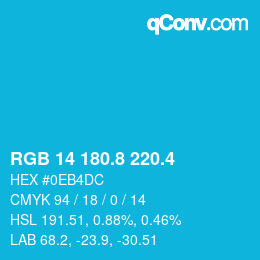 カラーコード: RGB 14 180.8 220.4 | qconv.com