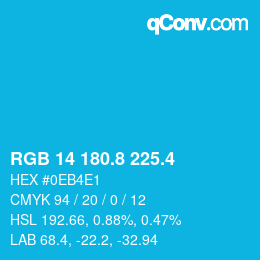 カラーコード: RGB 14 180.8 225.4 | qconv.com