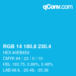 カラーコード: RGB 14 180.8 230.4 | qconv.com