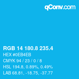カラーコード: RGB 14 180.8 235.4 | qconv.com