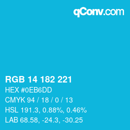 Color code: RGB 14 182 221 | qconv.com