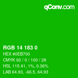 カラーコード: RGB 14 183 0 | qconv.com