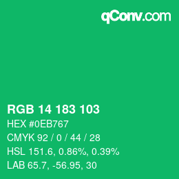 Color code: RGB 14 183 103 | qconv.com