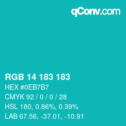 カラーコード: RGB 14 183 183 | qconv.com